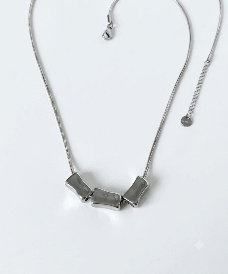 Silver Rectangle Stainless Steel Necklace