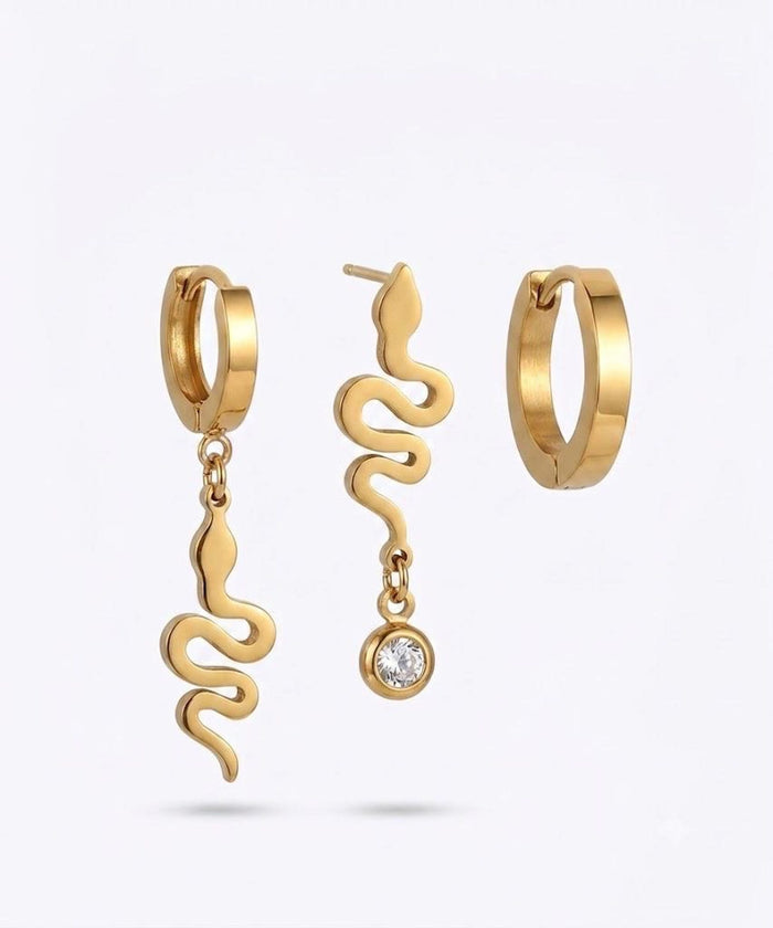 Stainless Steel 3-Piece Snake Earrings