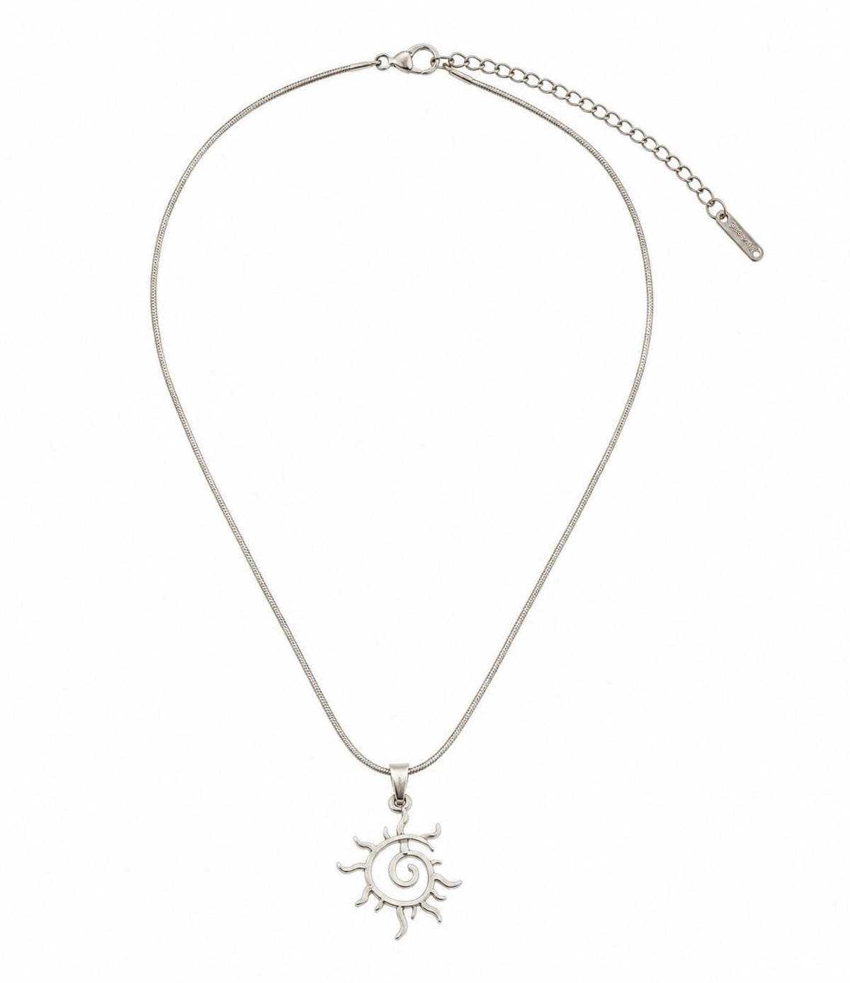 Stainless Steel Spiral Sun Silver Necklace