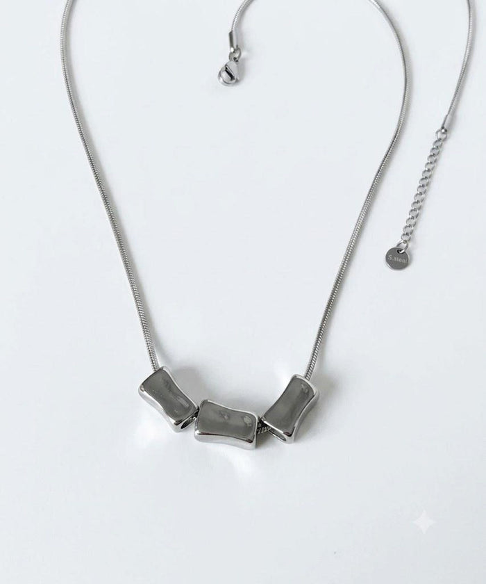 Silver Rectangle Stainless Steel Necklace