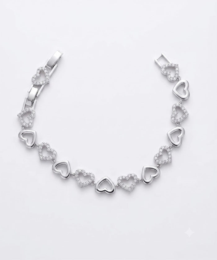 Stainless Steel Heart CZ Bracelet