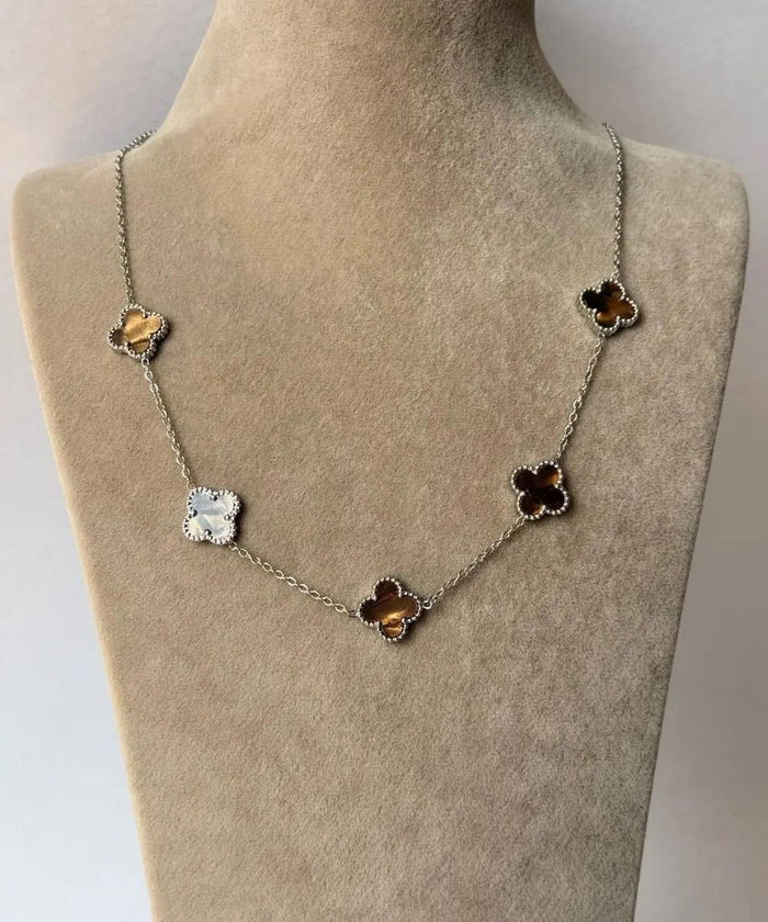 Stainless Steel Amber Clover Necklace