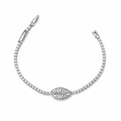Stainless Steel Leaf Silver Tennis Bracelet