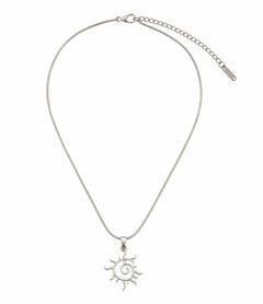 Stainless Steel Spiral Sun Silver Necklace