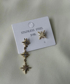 Stainless Steel Dangle North Star Earrings