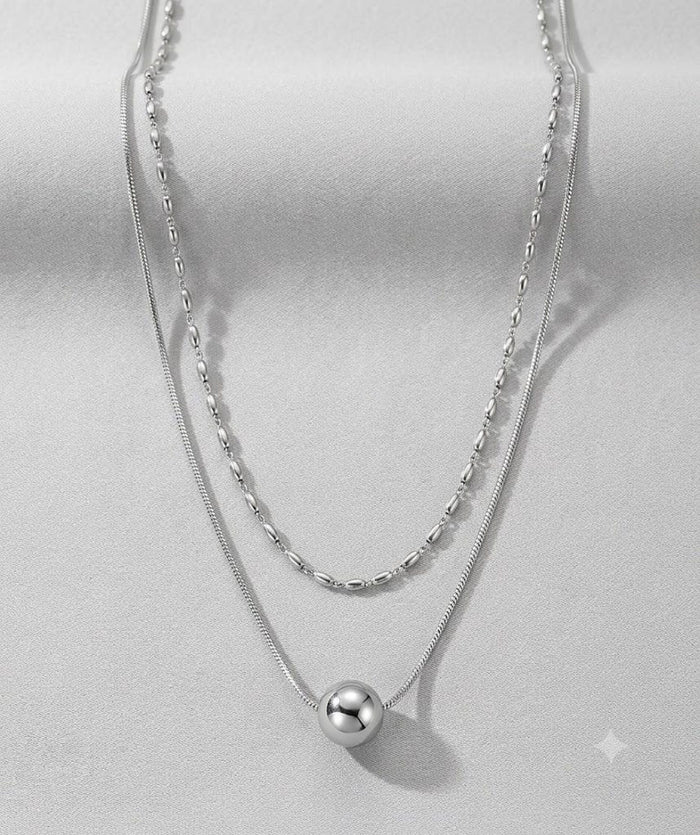 Silver Double Dorica Stainless Steel Necklace