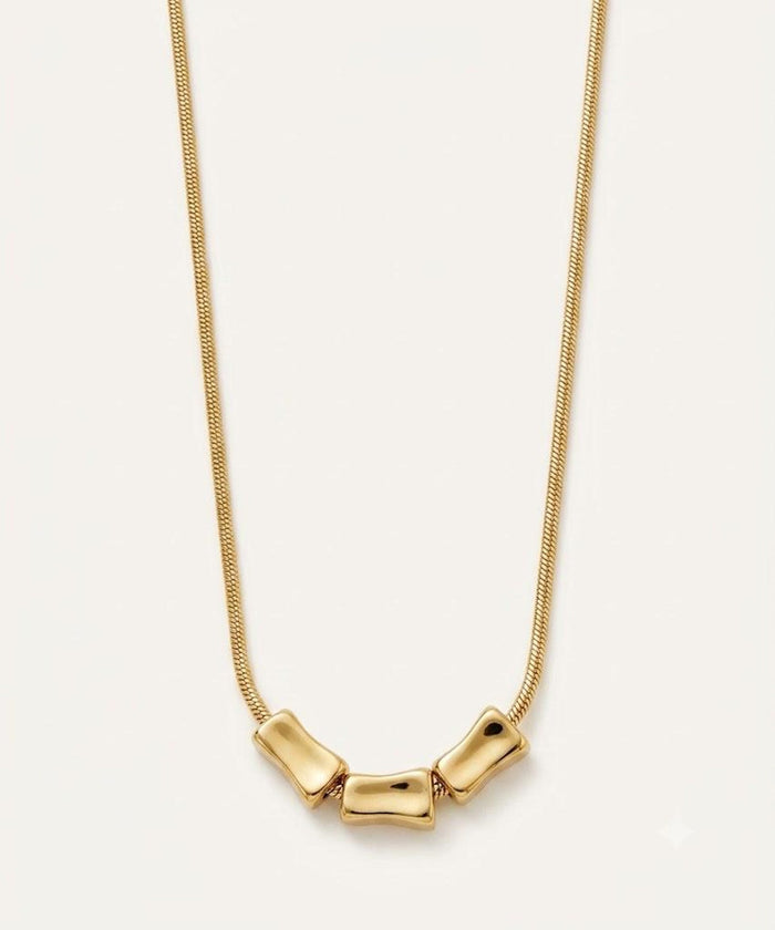 Gold Rectangle Stainless Steel Pendant Necklace