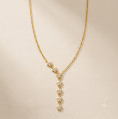 Gold Stainless Steel Sparkling Star Y Necklace