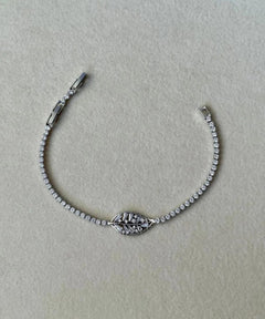 Stainless Steel Leaf Silver Tennis Bracelet