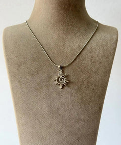 Stainless Steel Spiral Sun Silver Necklace