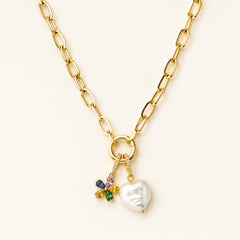 Stainless Steel Mother of Pearl Heart Necklace