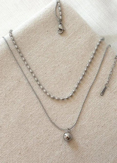 Silver Double Dorica Stainless Steel Necklace